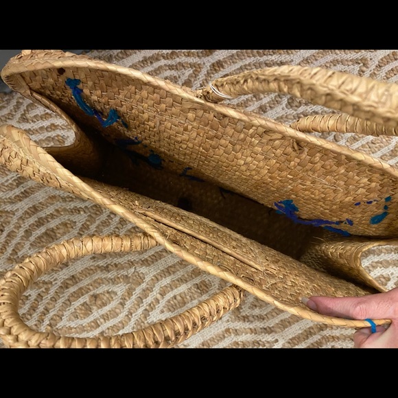 Large Wicker Rattan Vintage Tote Bag - Picture 7 of 10